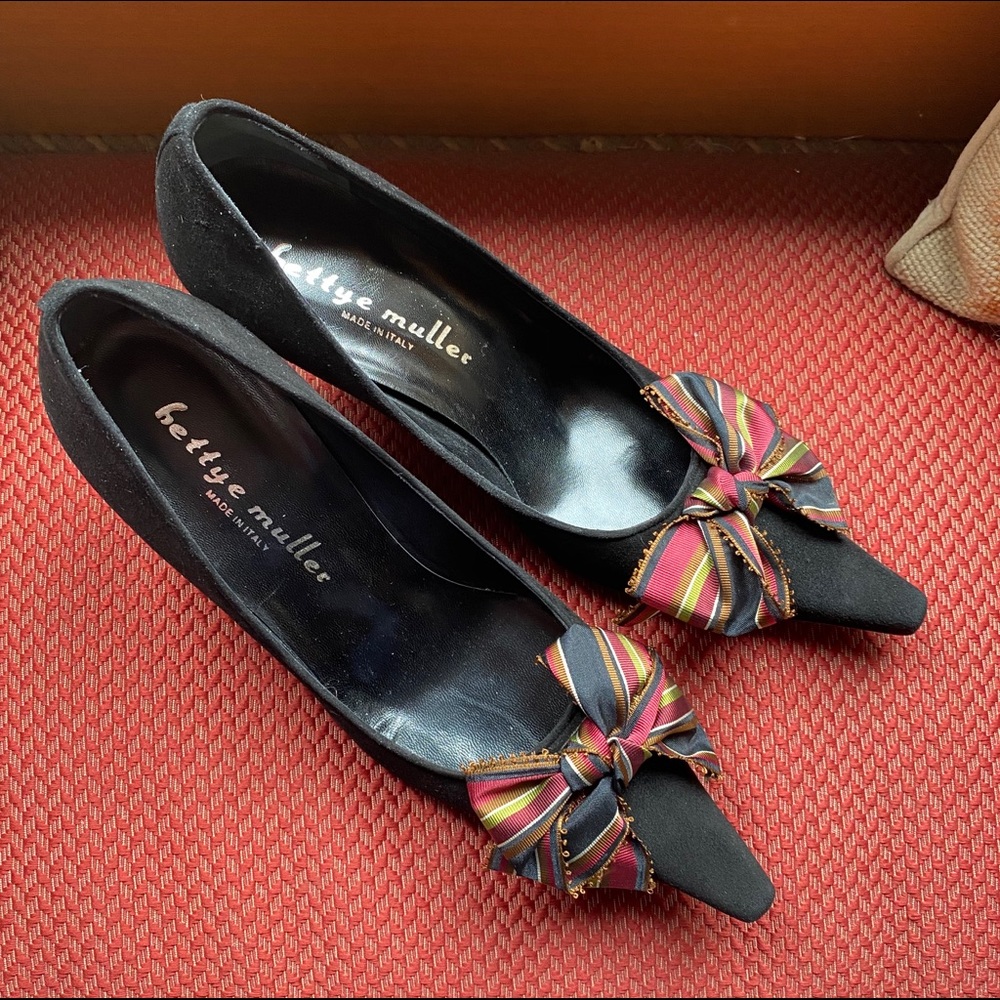 Bettye Muller Black Suede Heels